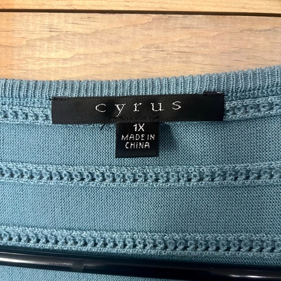 Cyrus Blue Batwing 3/4 sleeve sweater 1X - Picture 2 of 4